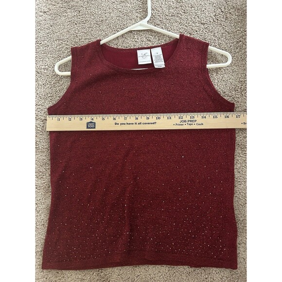 Emma James Beaded Sparkling Red Tank Silk Blend Blouse Size Small Holiday - Picture 6 of 9